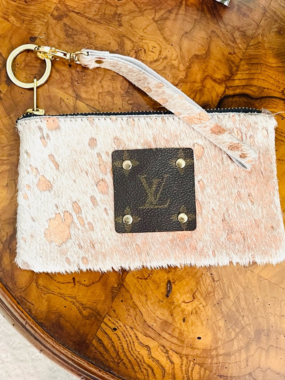 LV Upcycled Leather Wristlet NWOT